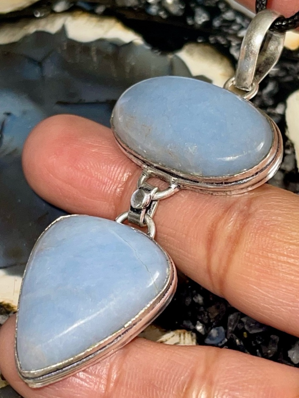 Glacier Blue Angelite Pendant 2 7/8”